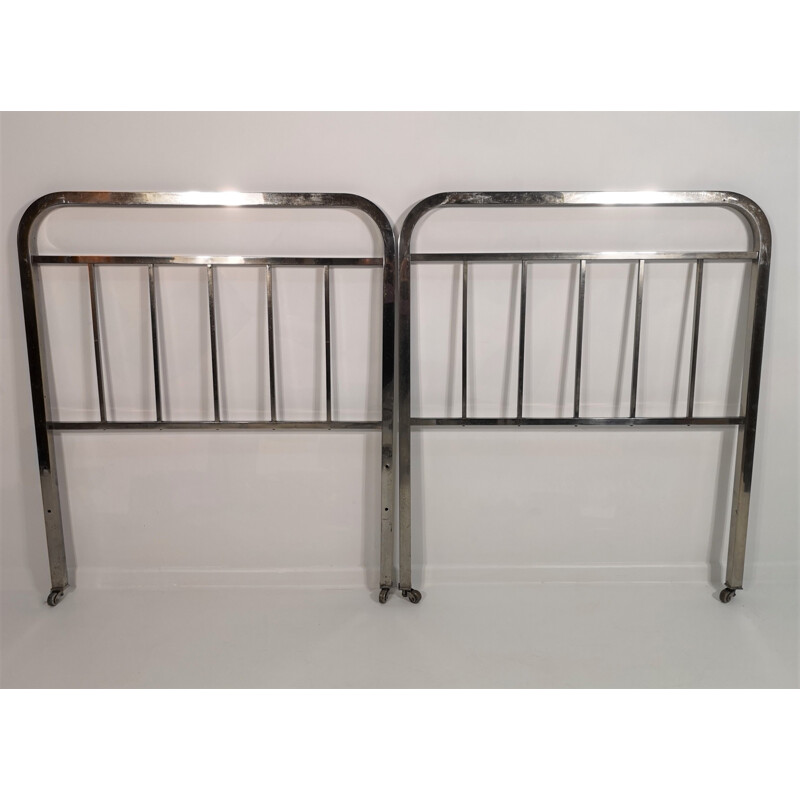 Pair of vintage Chrome Beds Art Deco 1940s