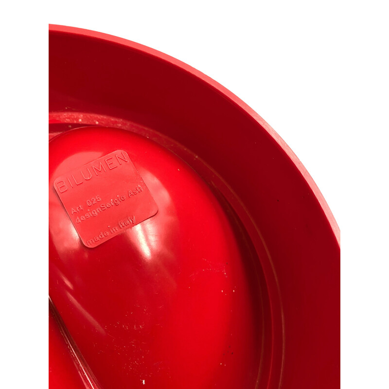 Vintage red ashtray mod. 025, Bilumen Sergio Asti Italy 1970