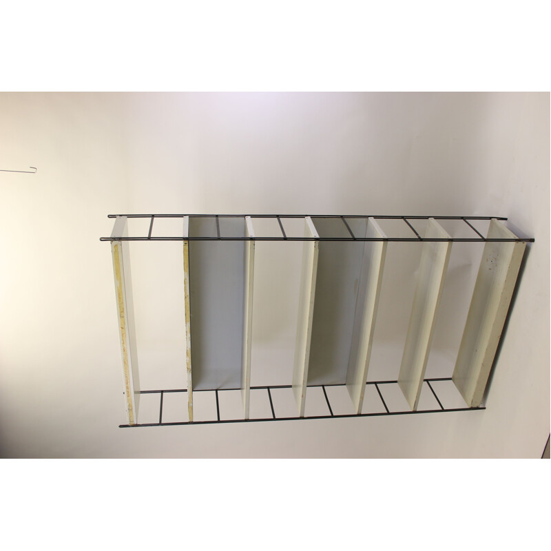 Grey metal wall bookcase