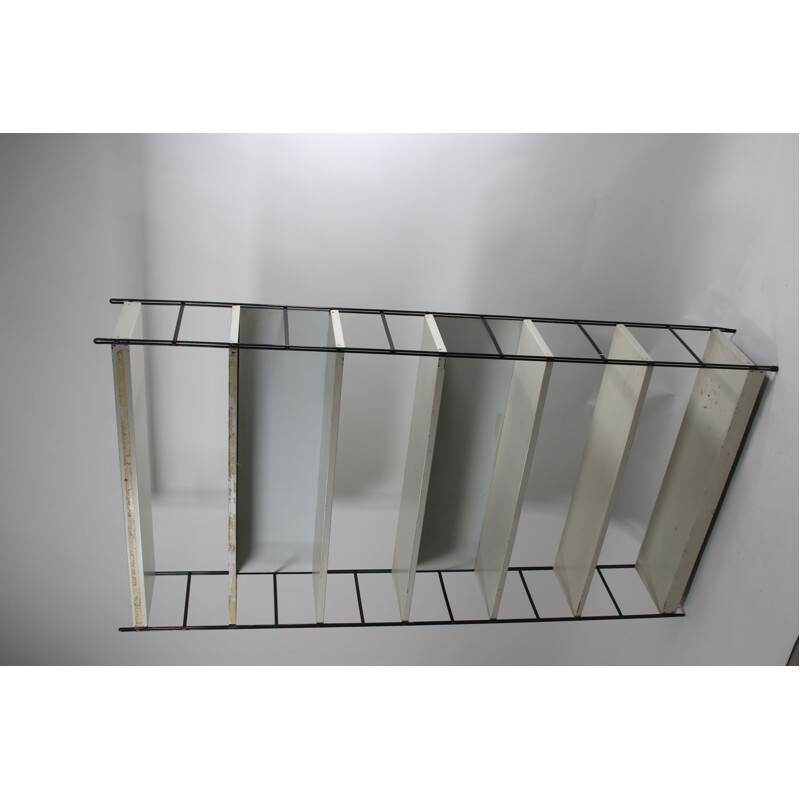 Grey metal wall bookcase