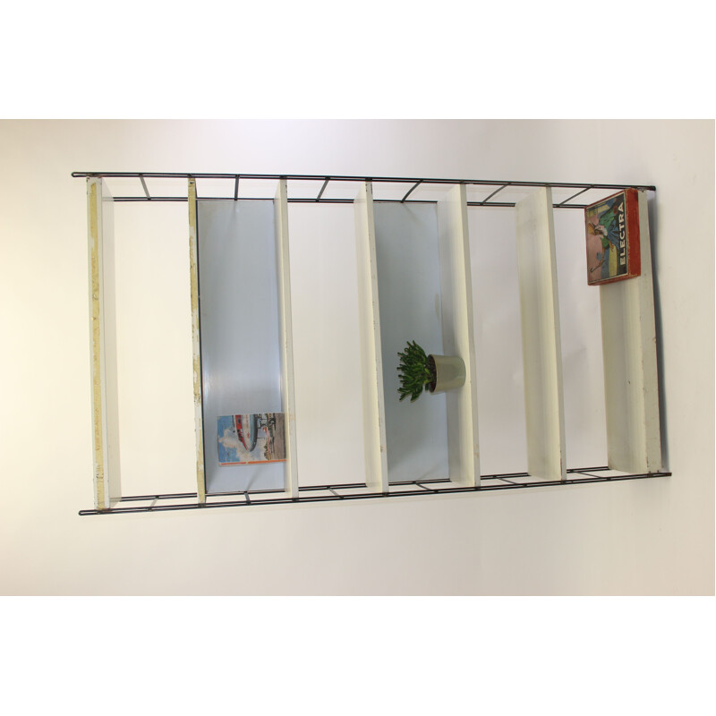 Grey metal wall bookcase