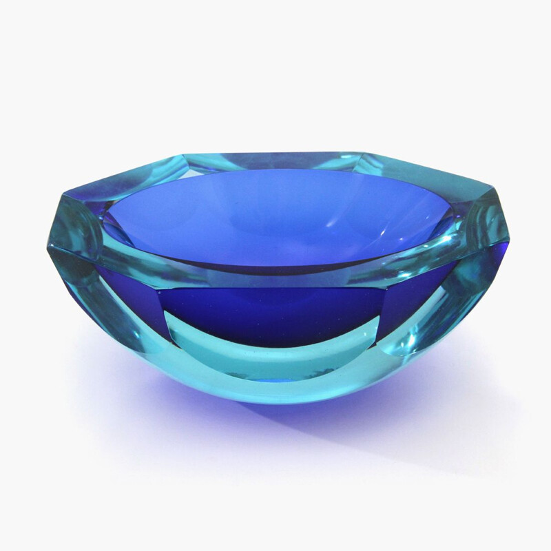 Vintage Azure and blue Murano glass bowl, 1960s