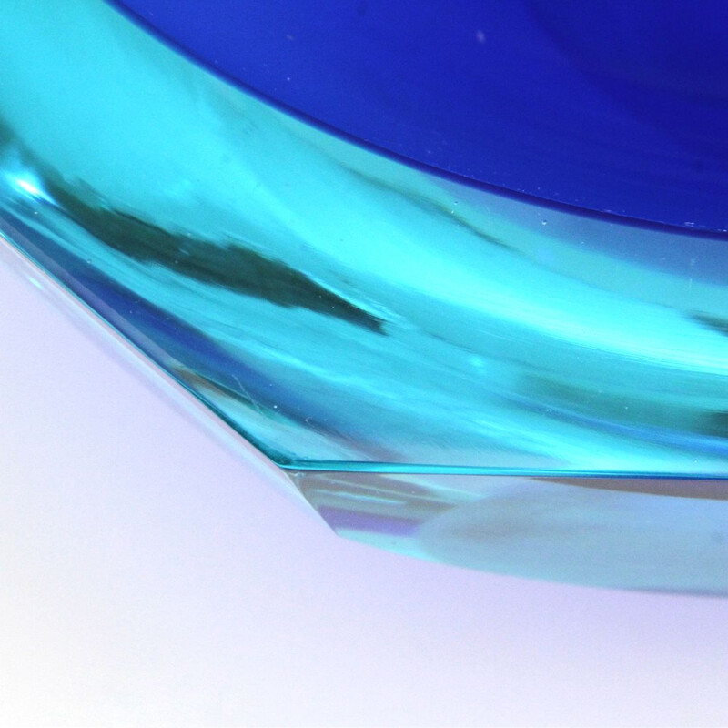 Coupe Vintage en verre de Murano bleu et azur 1960