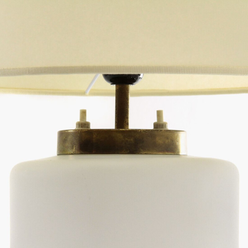 Vintage Table lamp in opal glass and parchment shade in by Reggiani, 1950s