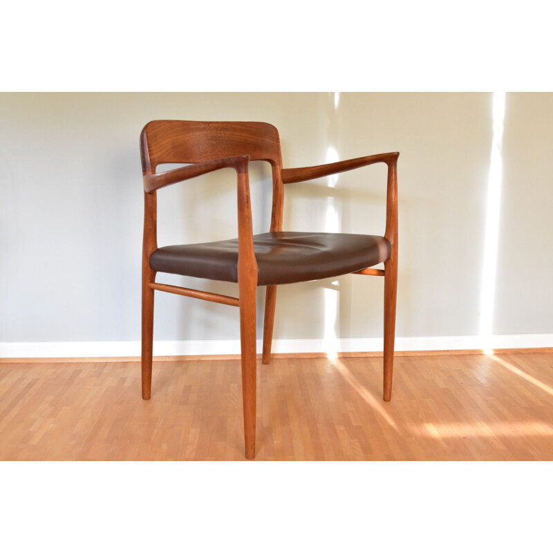 Vintage armchair Model 56 Teak leather by J.L. Møller 1960s 