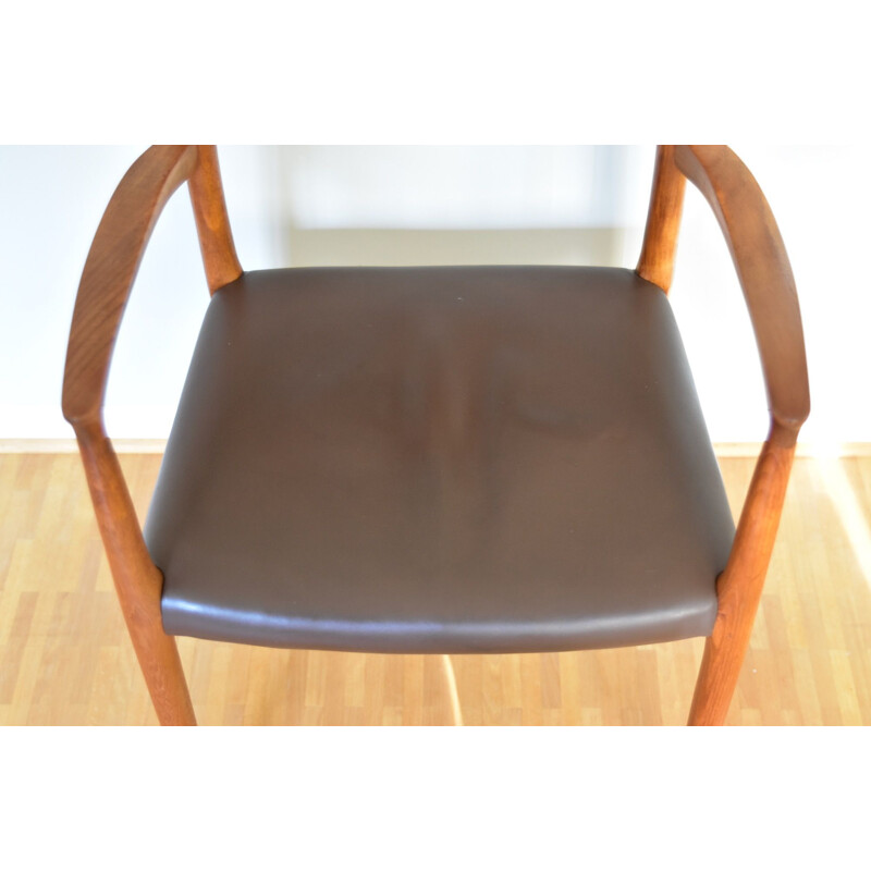 Vintage armchair Model 56 Teak leather by J.L. Møller 1960s 