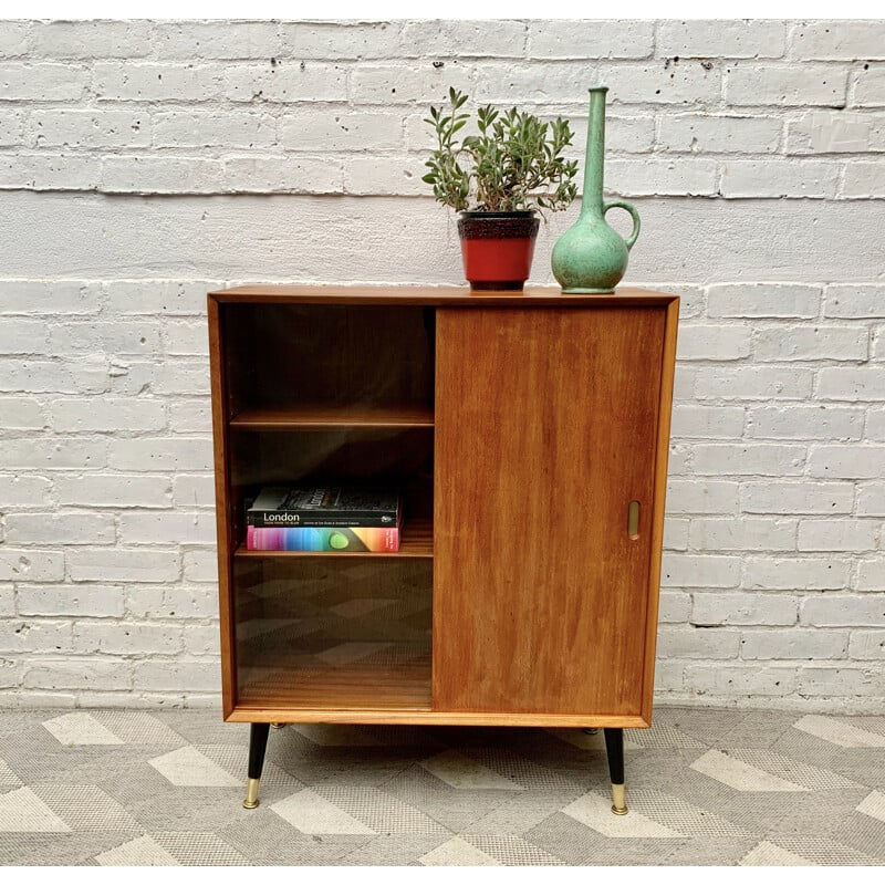 Vintage Cabinet Bookshelf Glass Door 