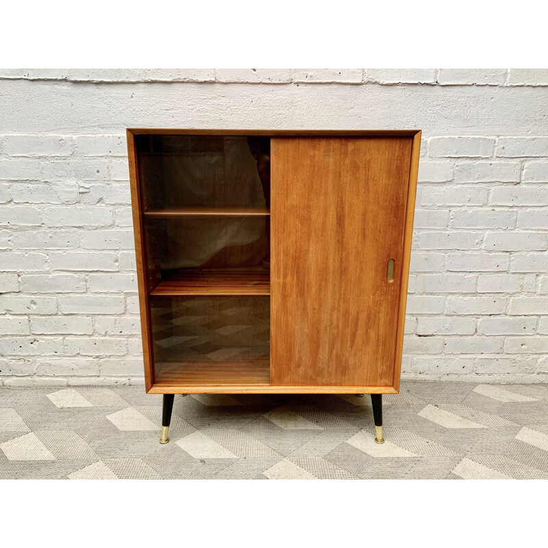 Vintage Cabinet Bookshelf Glass Door 