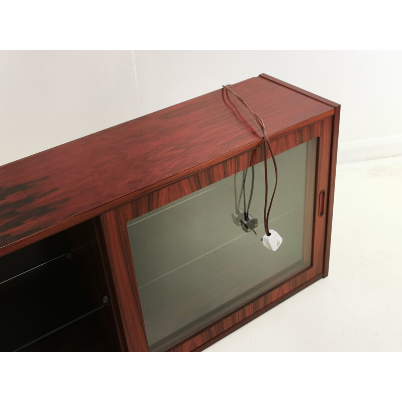 Vintage Hundevad Rosewood Wall Unit Display Cabinet 1970