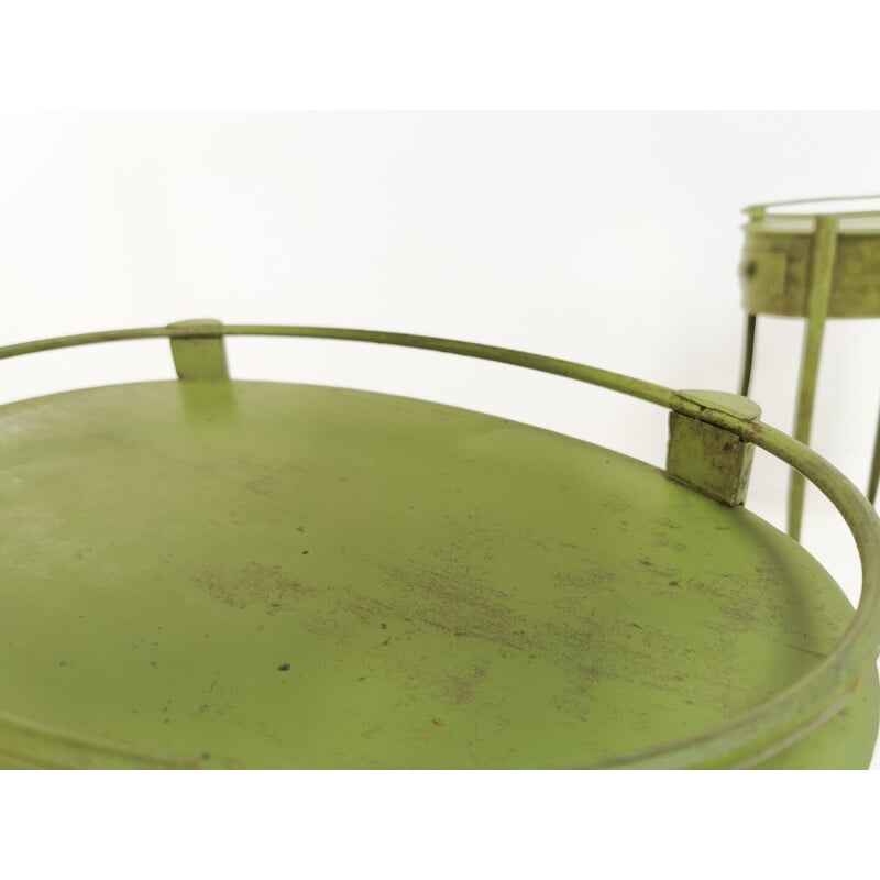 Pair of vintage Green Metal Industrial Side Tables