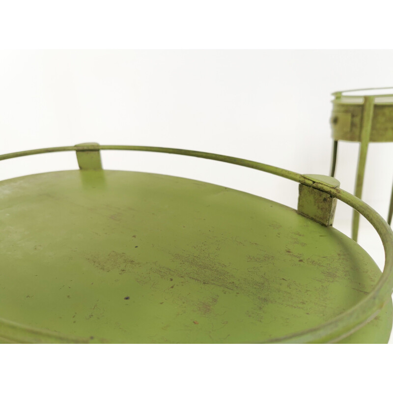 Paire de tables d'appoint vintage industrielles en métal vert