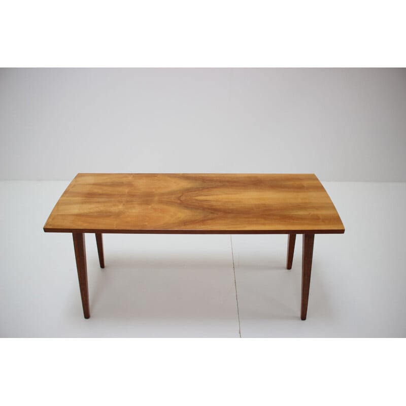 Vintage walnut coffee table by Dřevotvar, Czechoslovakia 1956