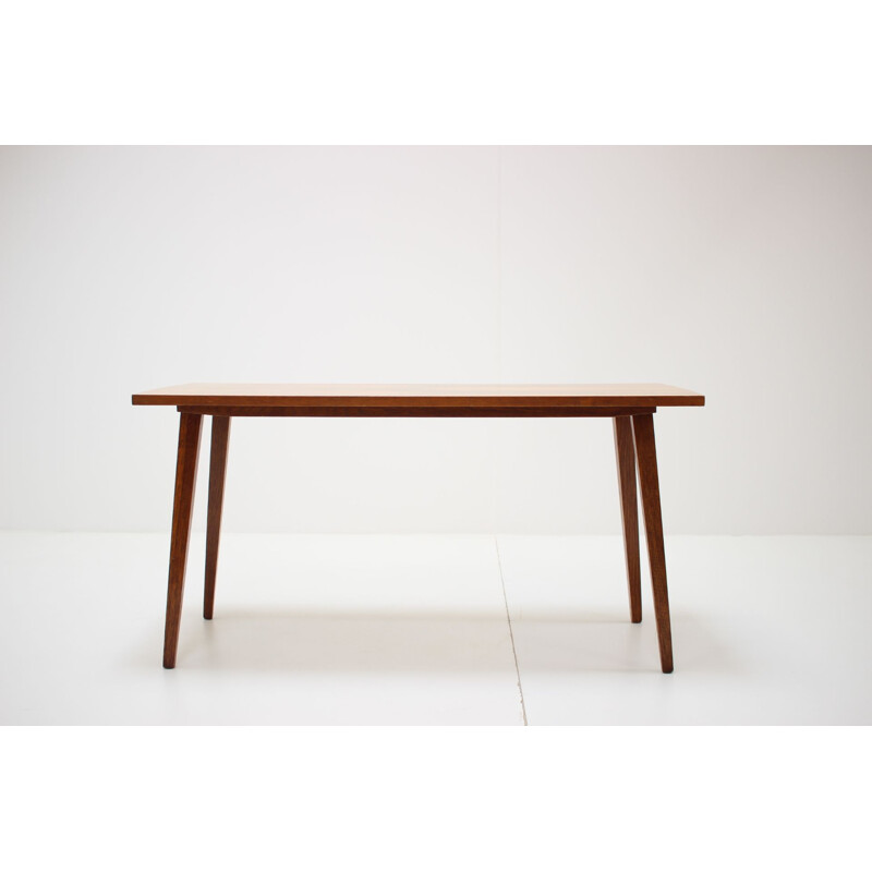 Vintage walnut coffee table by Dřevotvar, Czechoslovakia 1956