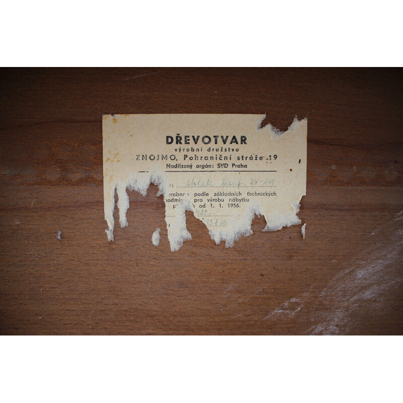 Vintage walnut coffee table by Dřevotvar, Czechoslovakia 1956