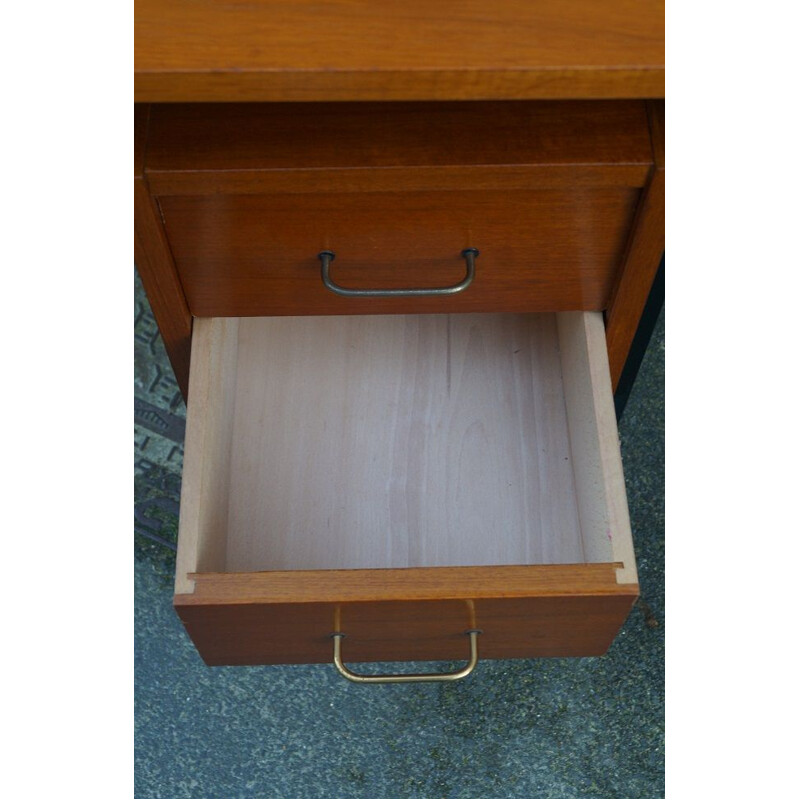 Vintage wood and steel modernist desk 1950