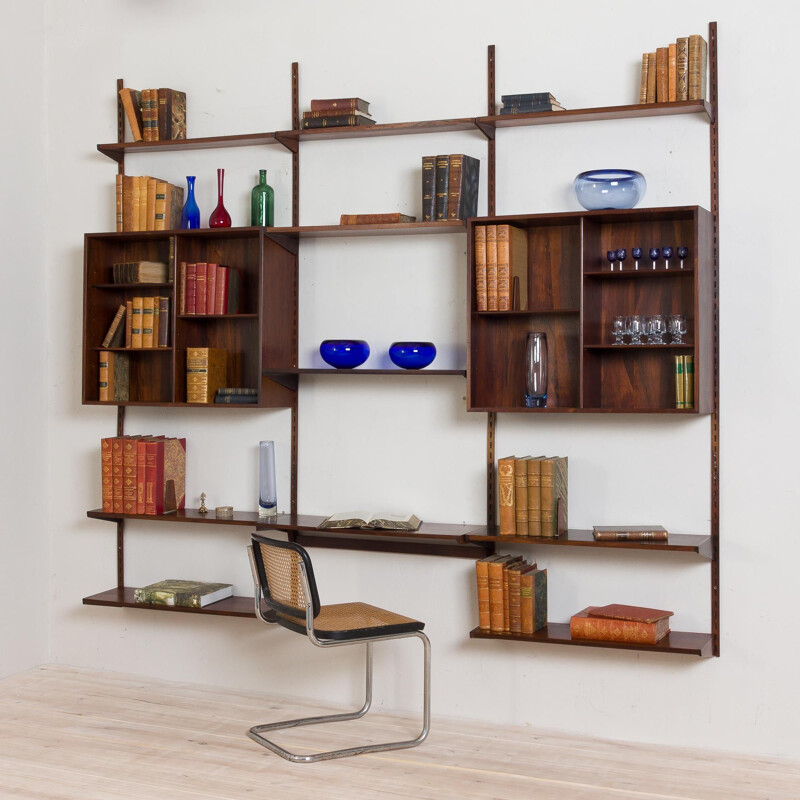 Vintage Rosewood Wall Unit by Kai Kristiansen for FM Møbler, Denmark, 1960s