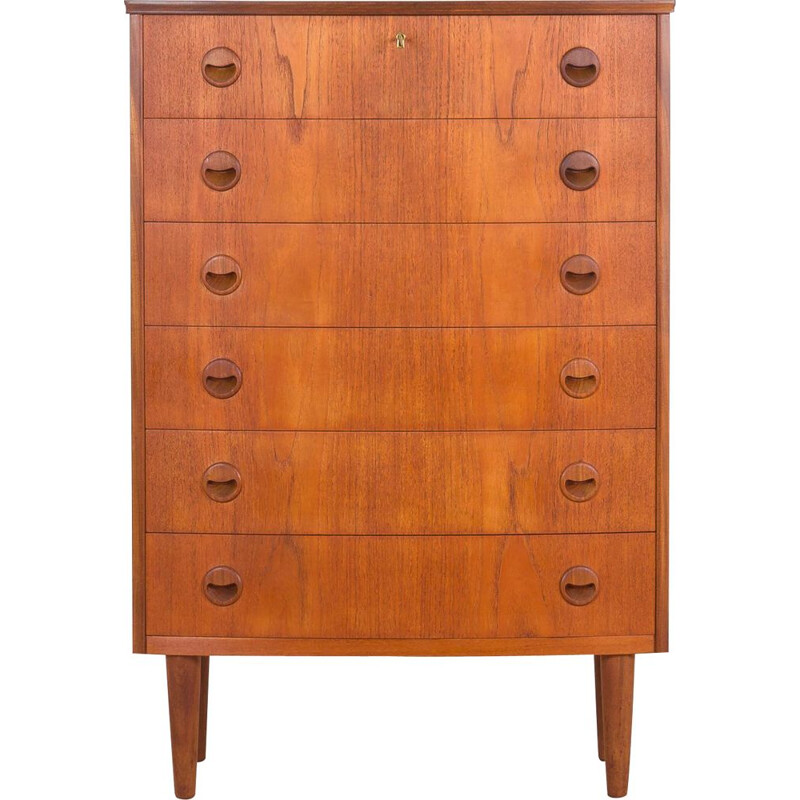 Vintage Teak dresser chest of drawers with curved front by Kai Kristiansen, Denmark, 1960s