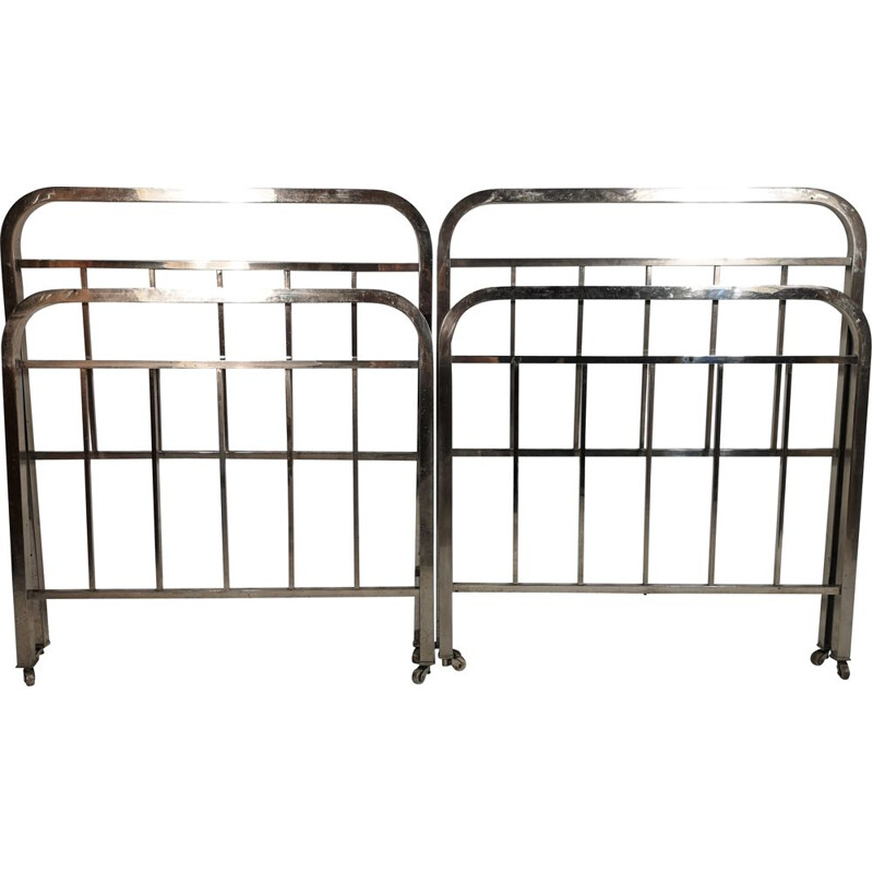 Pair of vintage Chrome Beds Art Deco 1940s