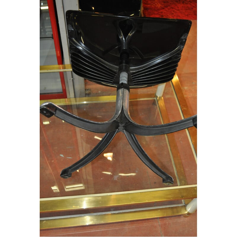Pair of Tecno "Modus" black chairs, Osvaldo BORSANI - 1970s