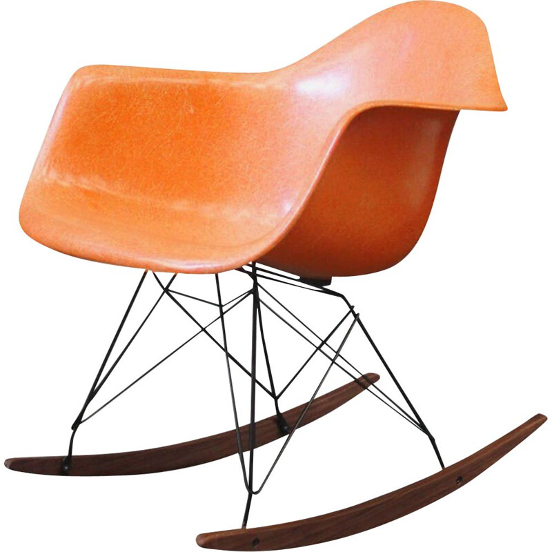 Rocking chair vintage Orange de Charles & Ray Eames - Herman Miller 1960