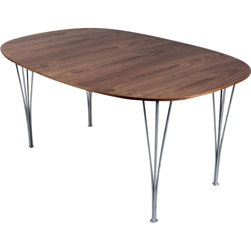 Vintage Super-Elliptical table in walnut from Jacobsen, Hein and Mathsson Fritz Hansen