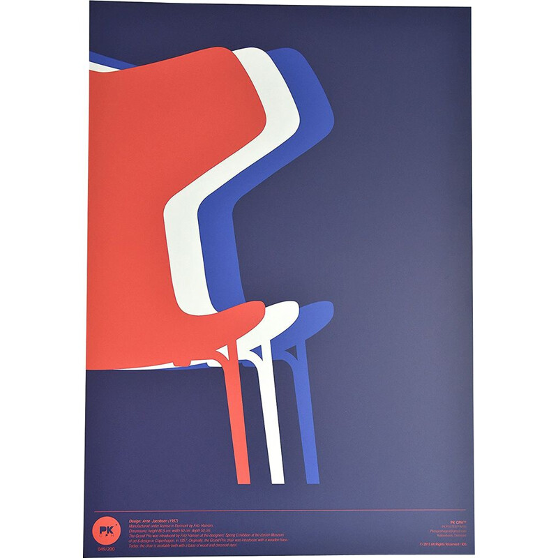 Gedrukt op Dibond PK25, "Grand Prix" stoel van Arne Jacobsen