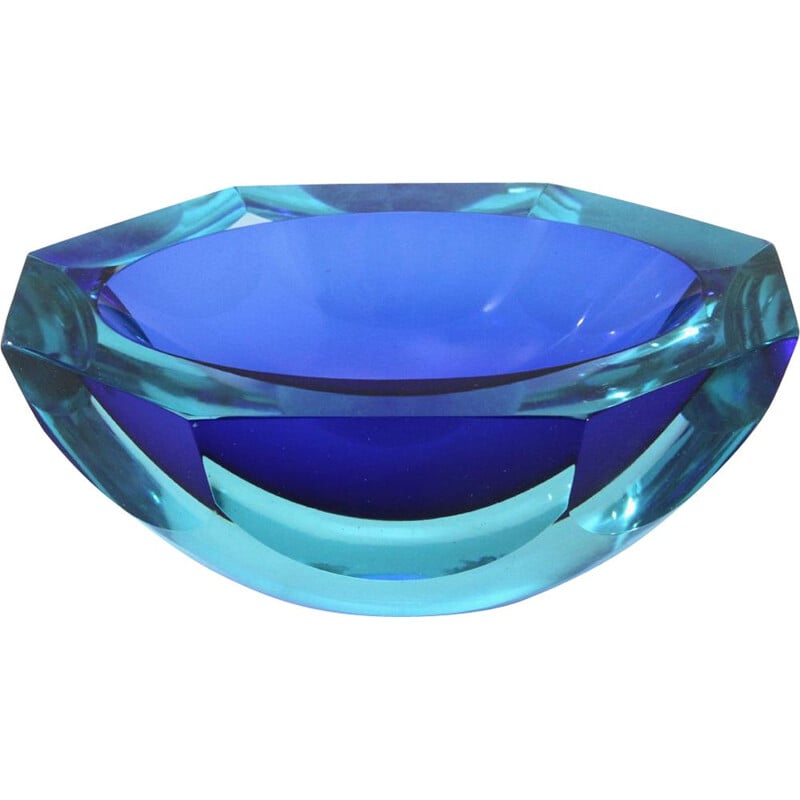 Vintage-Schale aus Muranoglas in Blau und Azur 1960