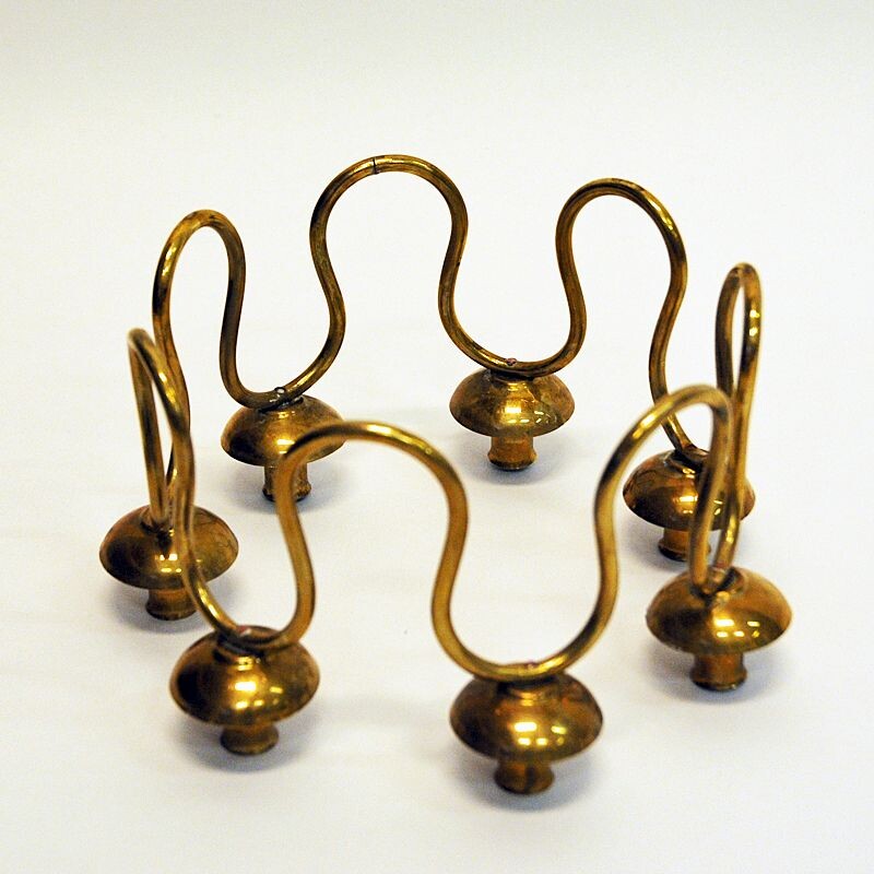 Vintage Brass wave shaped candleholder by Lars Holmström for Svensk Tenn Sweden 1950s