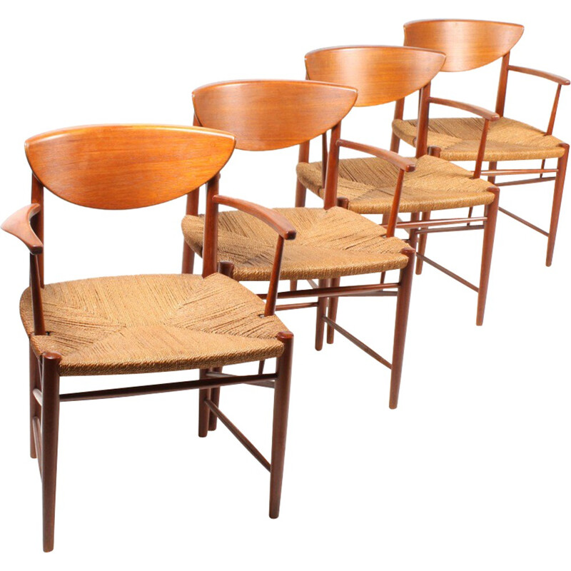 Set of four Scandinavian Søborg Furniture chairs in teak, P. HVIDT & O. MOLGAARD NIELSEN - 1950s