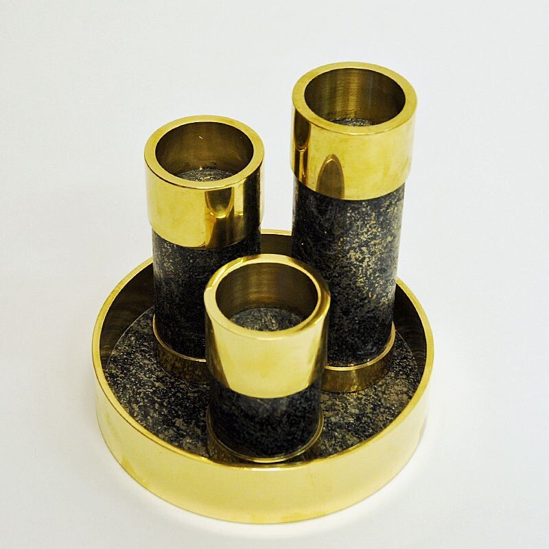 Set of 3 Vintage Brass Candleholders by Saulo-Sulitjelma, Norway 1970