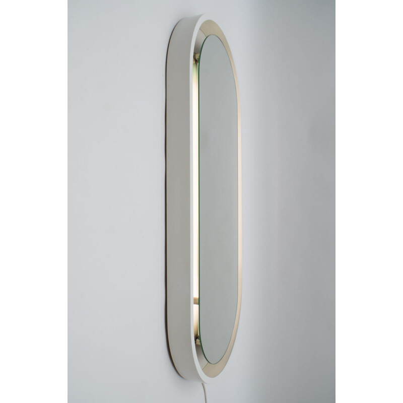 Large vintage Illuminated Oval Mirror from Schöninger, 1970s