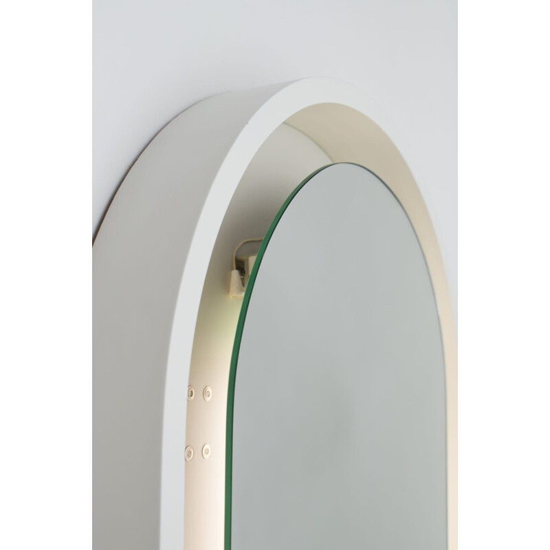 Large vintage Illuminated Oval Mirror from Schöninger, 1970s