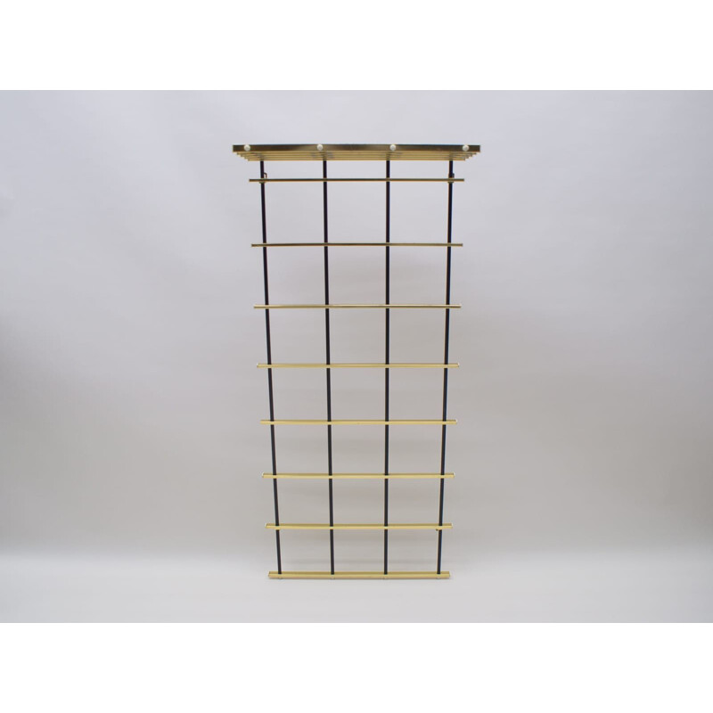 Vintage Brass and Aluminium Wall Coat Rack, 1950s