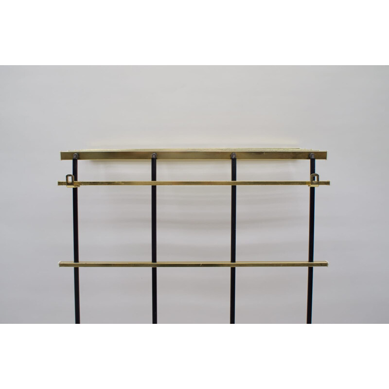 Vintage Brass and Aluminium Wall Coat Rack, 1950s