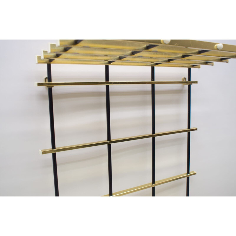 Vintage Brass and Aluminium Wall Coat Rack, 1950s