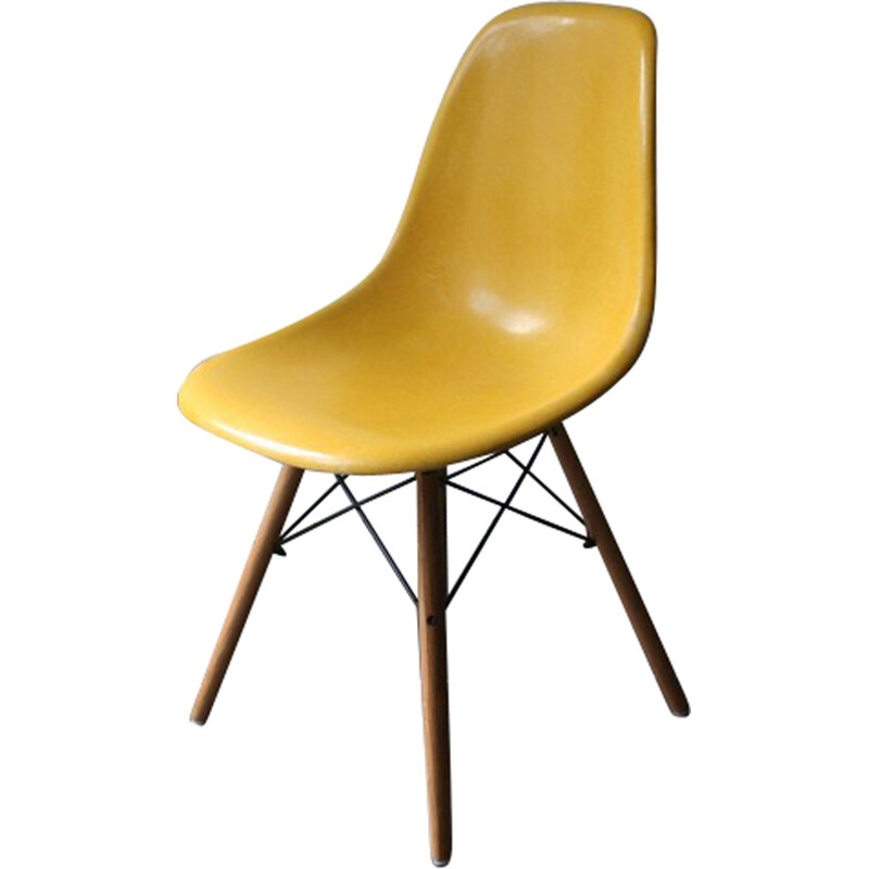 Herman Miller "DSW" yellow chair, Charles & Ray EAMES - 1960s