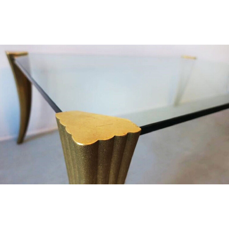 Mid Century Brass and Glass Coffee Table