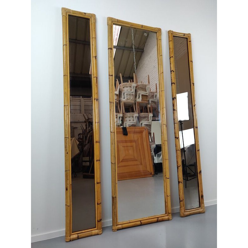 Set de 3 vintage miroirs en Bambou 