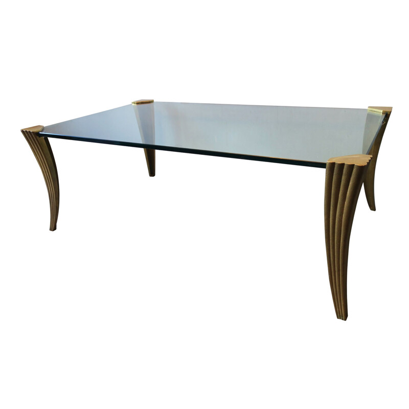 Mid Century Brass and Glass Coffee Table