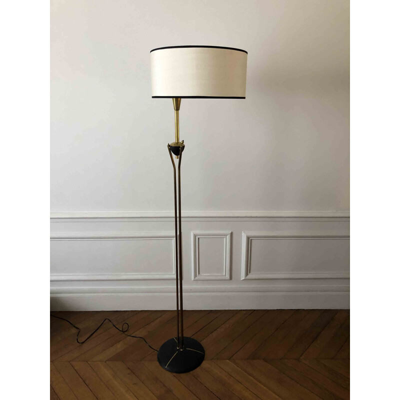 Vintage floor lamp set with brass 1950s
