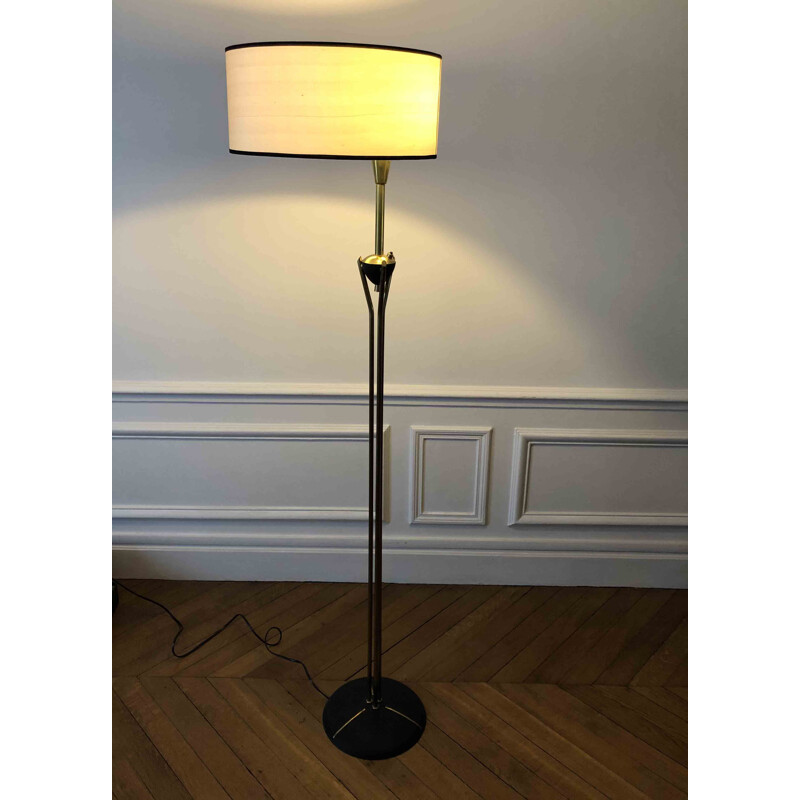 Vintage floor lamp set with brass 1950s