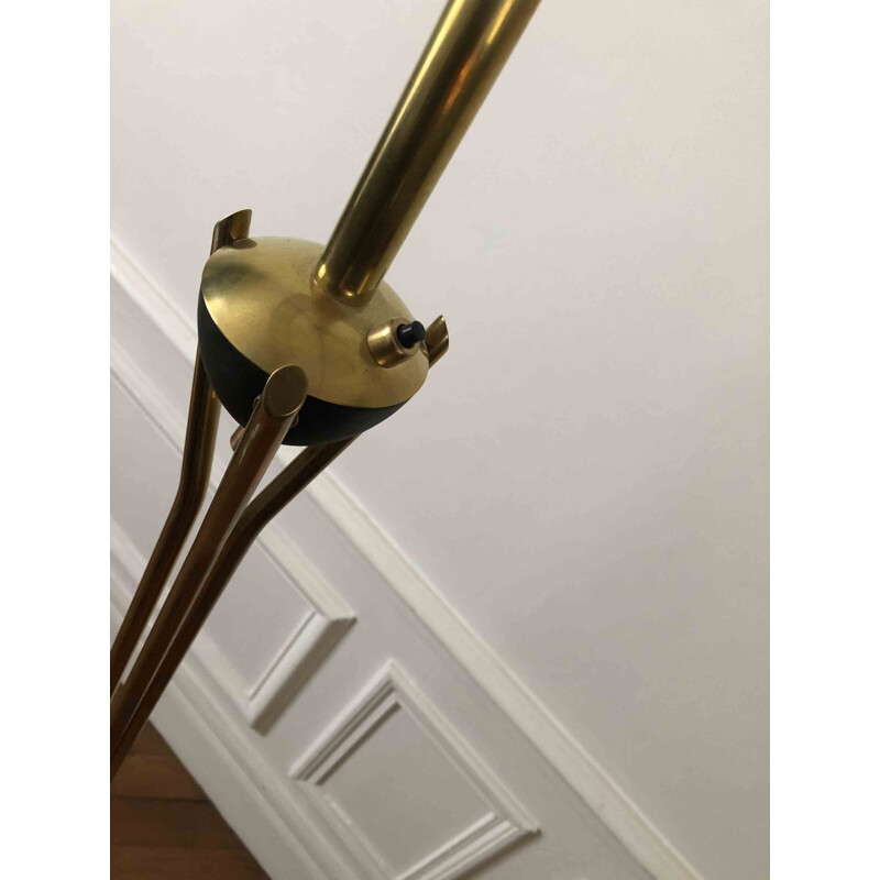 Vintage floor lamp set with brass 1950s