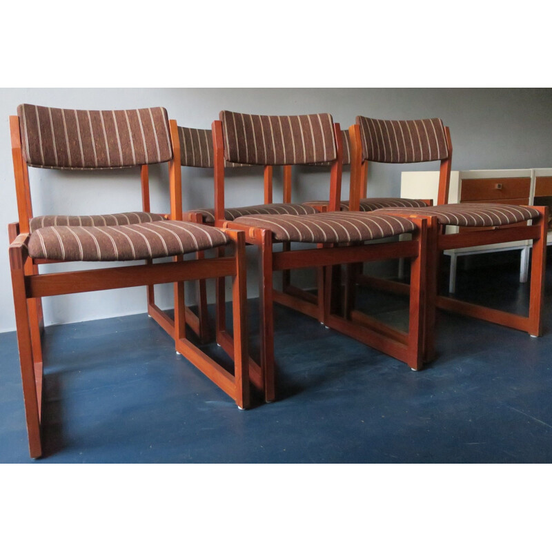 Set of 6 vintage Teak Slung Seat Chairs by K S Mobler 1960