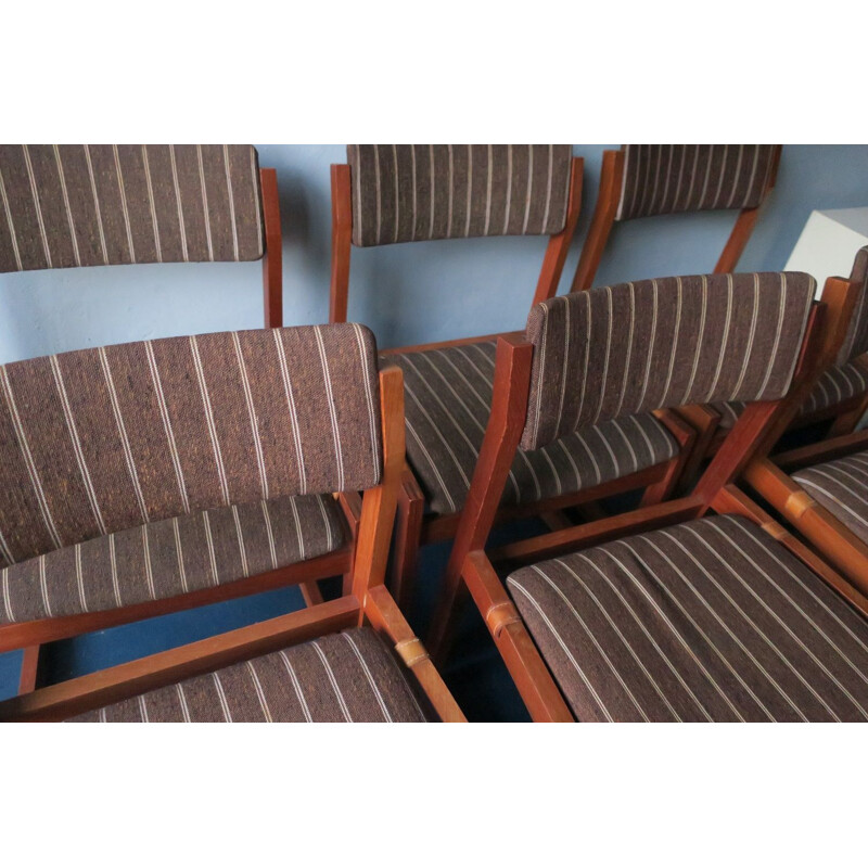 Set of 6 vintage Teak Slung Seat Chairs by K S Mobler 1960