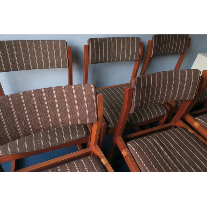 Set of 6 vintage Teak Slung Seat Chairs by K S Mobler 1960