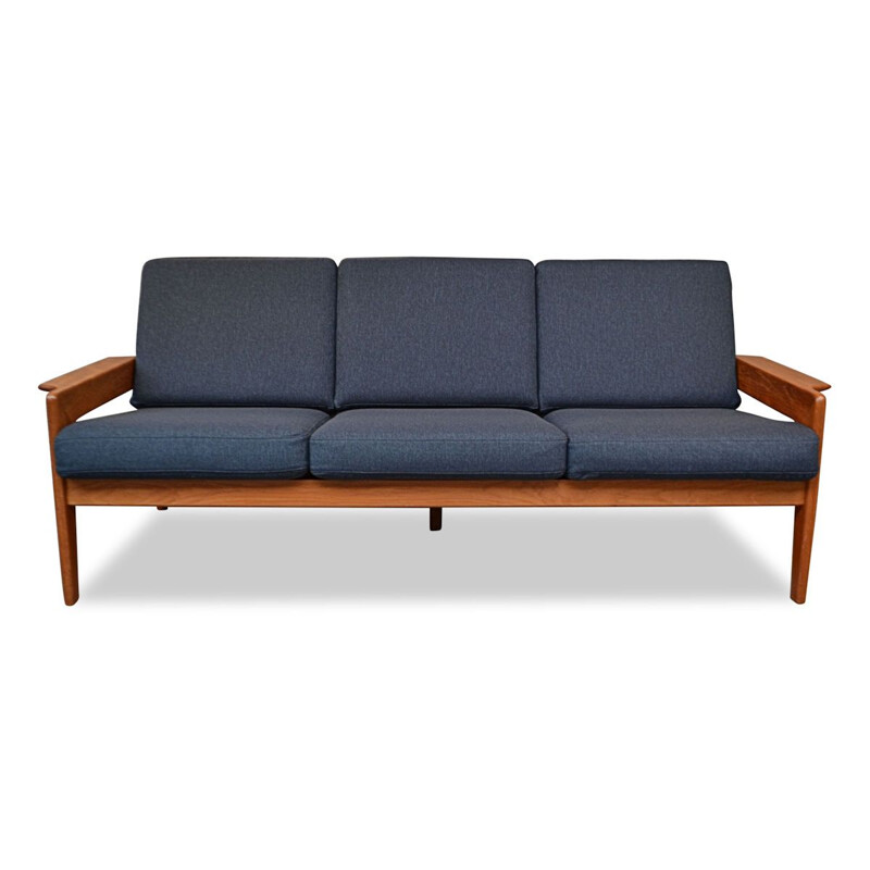 Vintage Arne Wahl Iversen teak 3-seating sofa Danish 1960