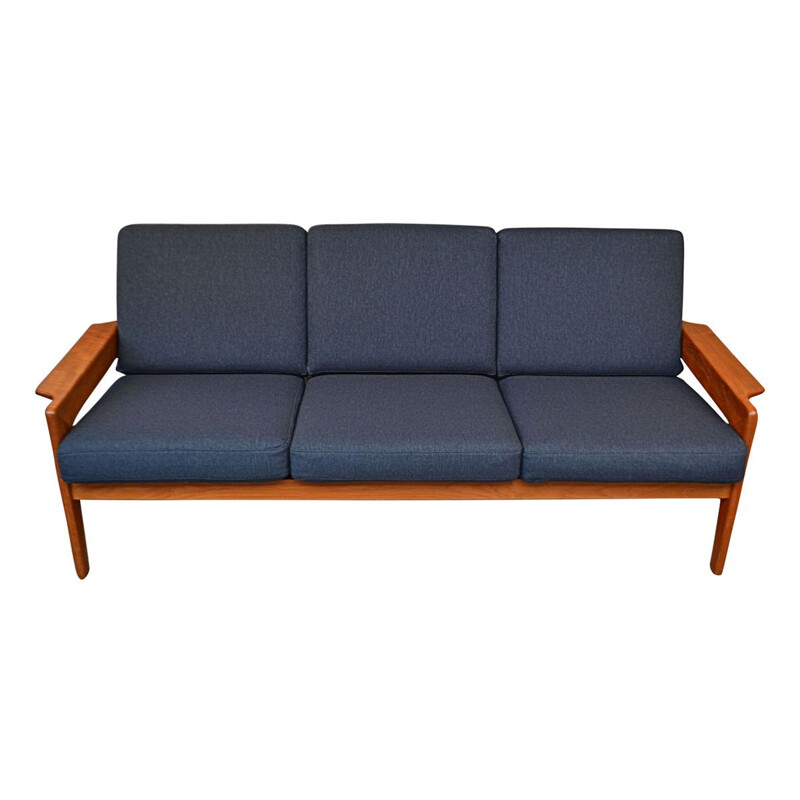 Vintage Arne Wahl Iversen teak 3-seating sofa Danish 1960