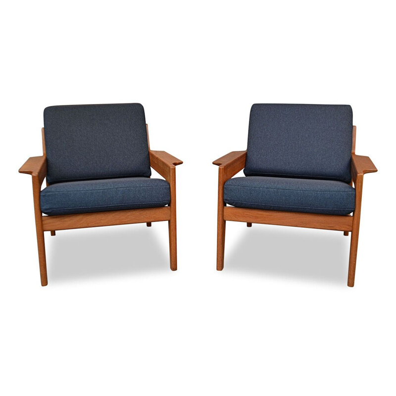 Pair of Vintage Arne Wahl Iversen teak lounge chairs Danish 1960s