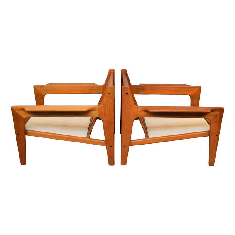 Pair of Vintage Arne Wahl Iversen teak lounge chairs Danish 1960s