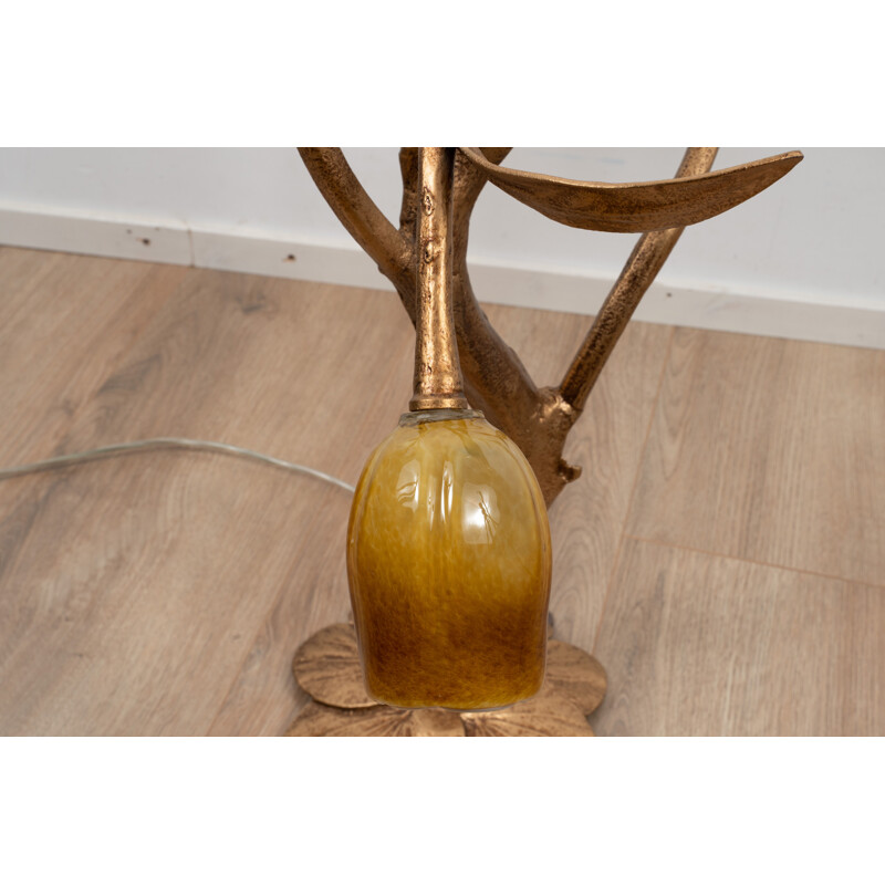 Vintage brass table lamp with six shades